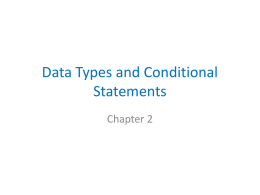 Data Types and Conditional Statements