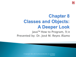 CET3640 – Lecture 4 – Classes a deeper look