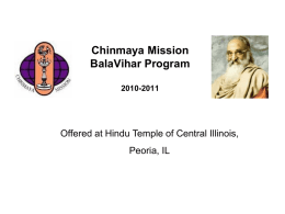 Chinmaya Mission BalaVihar Program 2010-2011