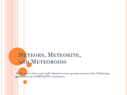 Meteors, Meteorite, and Meteoroids