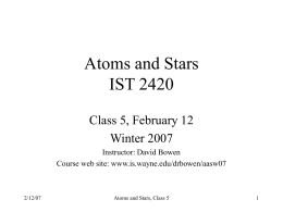 Atoms and Stars IST 3360 and IST 1990