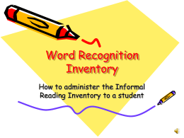 Word Recognition Inventory