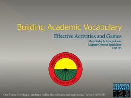 May 2014 Building Academic Vocabulary