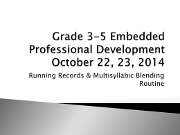Grades 3-5 October Embedded Professional Development