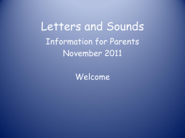 Letters and Sounds - Victoria First School