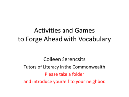 Activities and Games to Forge Ahead with Vocabulary