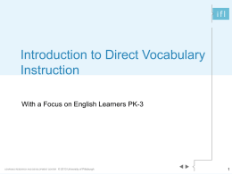 Introduction to Direct Vocabulary Instruction