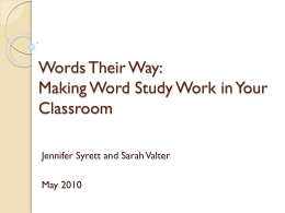 Words Their Way: Making Word Study Work in Your Classroom