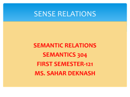 Semantic Relations - Introduction to Linguistics