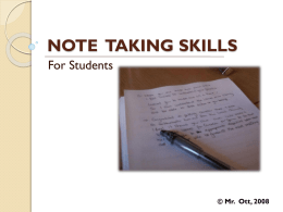 Note-taking skills - My Social Studies Teacher