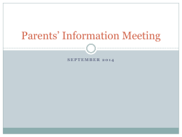 Parents’ Information Meeting