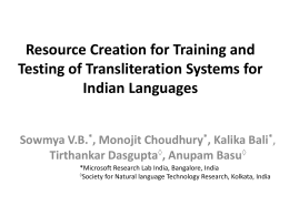 Resource Creation for Training and Testing of