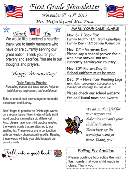 First Grade Newsletter Week 10