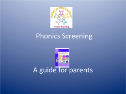 Phonics Screening - A Guide for Parents