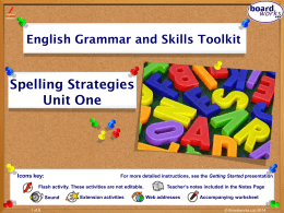 Spelling Strategies Unit One