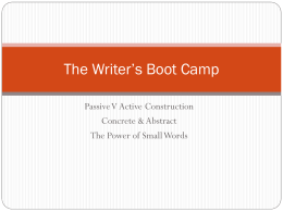 The Writer`s Boot Camp (Powerpoint)