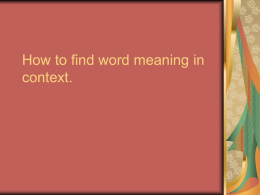 How to find word meaning in context.