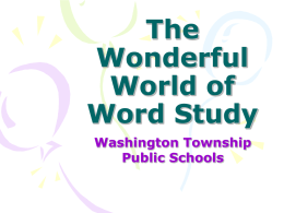 Overview of Word Study