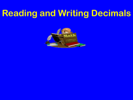 Reading and Writing Decimals
