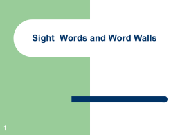 Sight Words and Word Walls