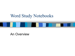 Word Study Notebooks - bcps