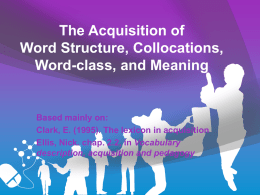 Chap. 2.2: word structure, collocations, word