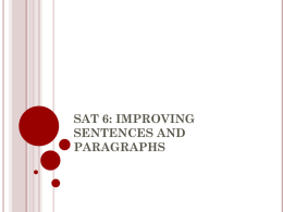 SAT 6: Improving sentences and paragraphs