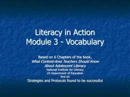 Vocabulary - Michigan`s Mission: Literacy