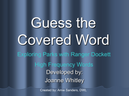 High Frequency Words Ranger Dockett - Etiwanda E