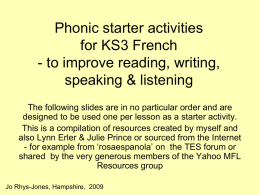 KS3 Phonic starter activities