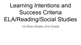 Learning Intentions and Success Criteria ELA/Reading/Social Studies