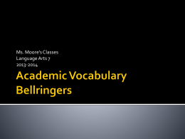 Academic Vocabulary Bellringers