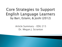 Core Strategies to Support English Language Learners by Barr