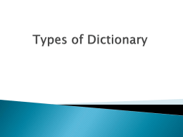 Types of Dictionary