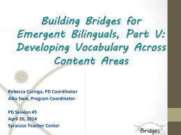 April 26, 2014: Developing vocabulary across content areas