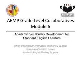 Academic English Mastery Program Standard