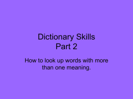 Dictionary Skills Part 2