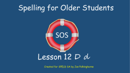 Spelling for Older Students - Speld-sa