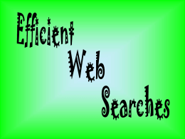 Efficient Web Searches - Shelby County Schools