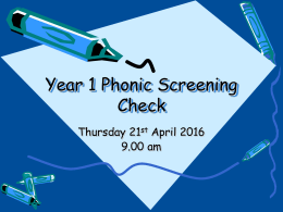 Year 1 Phonic Screening Check