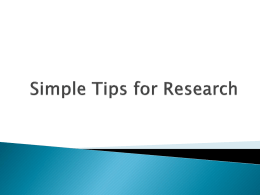 Simple tips for Research