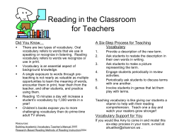 Reading in the Classroom for Teachers