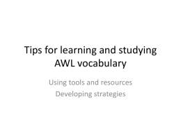 Tips for learning and studying AWL vocabulary