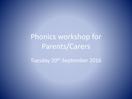 Phonics workshop for Parents/Carers