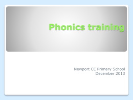 Phonics training - Newport CE Primary School