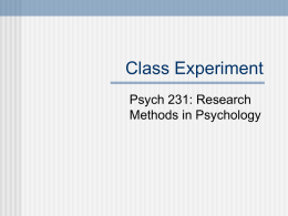 Class Experiment - Illinois State University Department of Psychology