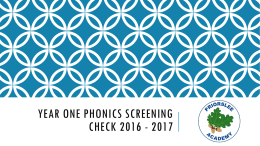 Year one phonics screening check 2016 - 2017