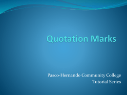 Quotation Marks - PHSC Writing Center