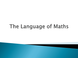 The Language of Maths Language Ability