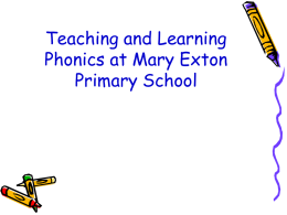 Phonics workshop - Mary Exton Primary School